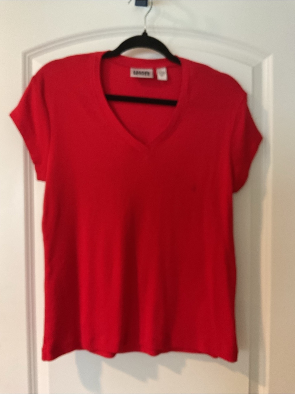 Chico's Women's Bright Red V-Neck Short Sleeve Tee